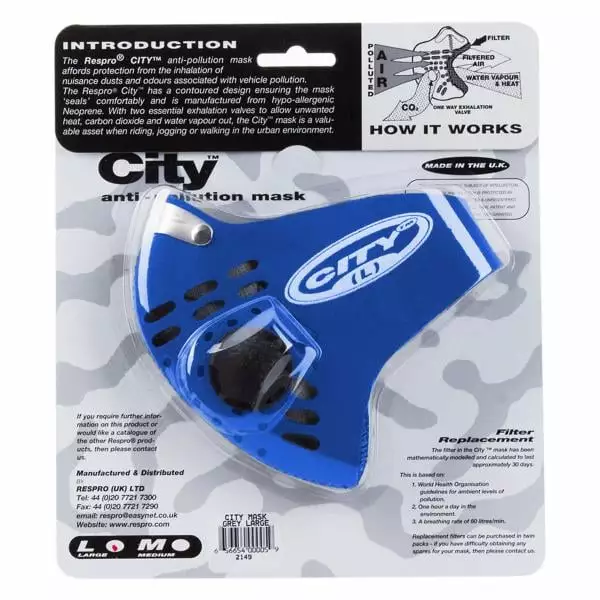 Mascherina Antismog RESPRO CITY MASK Blu 5 Mascherina Antismog RESPRO CITY MASK Blu - immagine 3